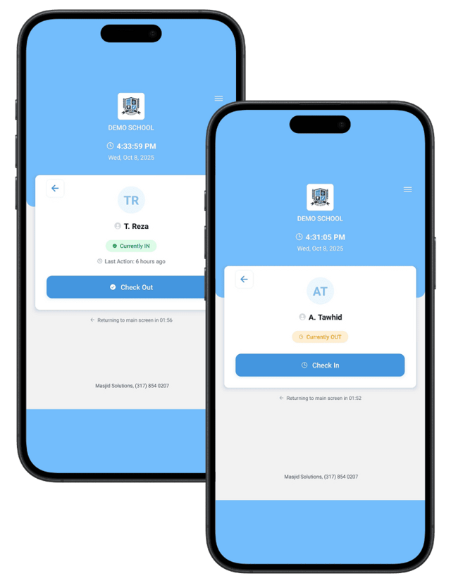 Check In / Check Out Screen
